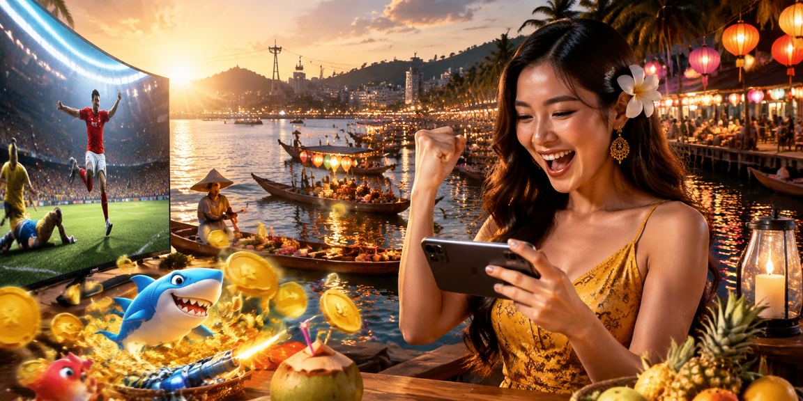 Người dùng trải nghiệm casino mobile trên bãi biển Phú Quốc với điện thoại Android